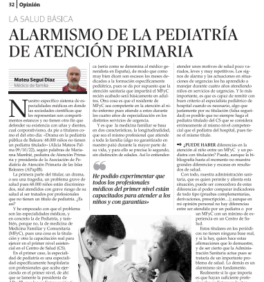 Alarmismo de la Pediatría de Atención Primaria